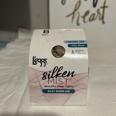 Leggs Silken Mist Pantyhose Sheer Tights Control Top Silky Sheer  Nude B (med)